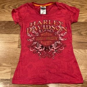 Harley-Davidson burnout style pink ladies T-shirt size small